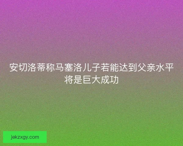 安切洛蒂称马塞洛儿子若能达到父亲水平将是巨大成功