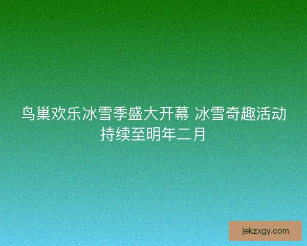 鸟巢欢乐冰雪季盛大开幕 冰雪奇趣活动持续至明年二月